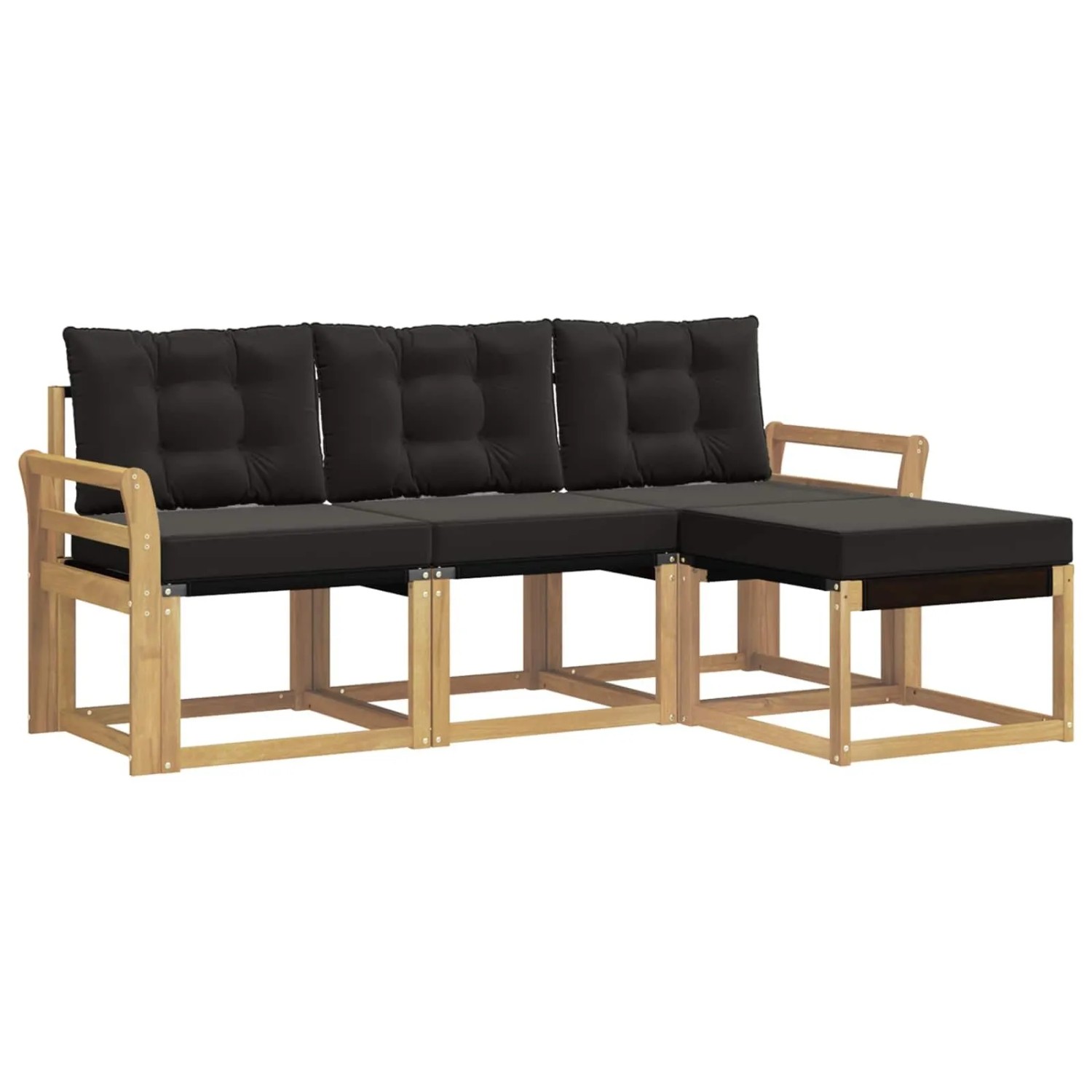 vidaXL Outdoor-Sofagarnitur mit Kissen 4-Tlg Weiß und Schwarz 3389358