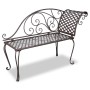 VidaXL Garten-Chaiselongue, 128 cm, aus Stahl in Antik Braun mit Schnörkelmuster.