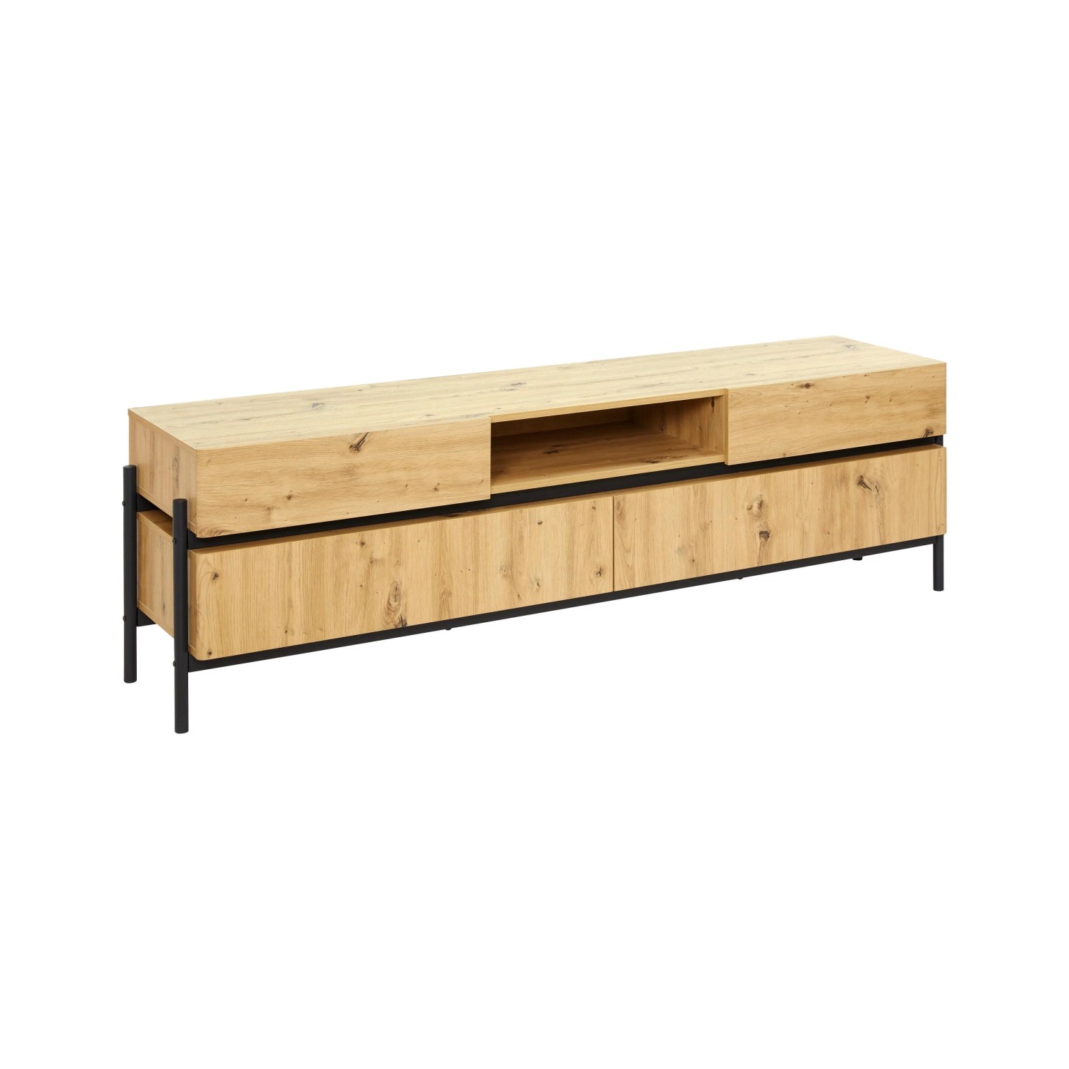 Bessagi Home Lowboard Jasmina Schwarz/Eichefarben MDF