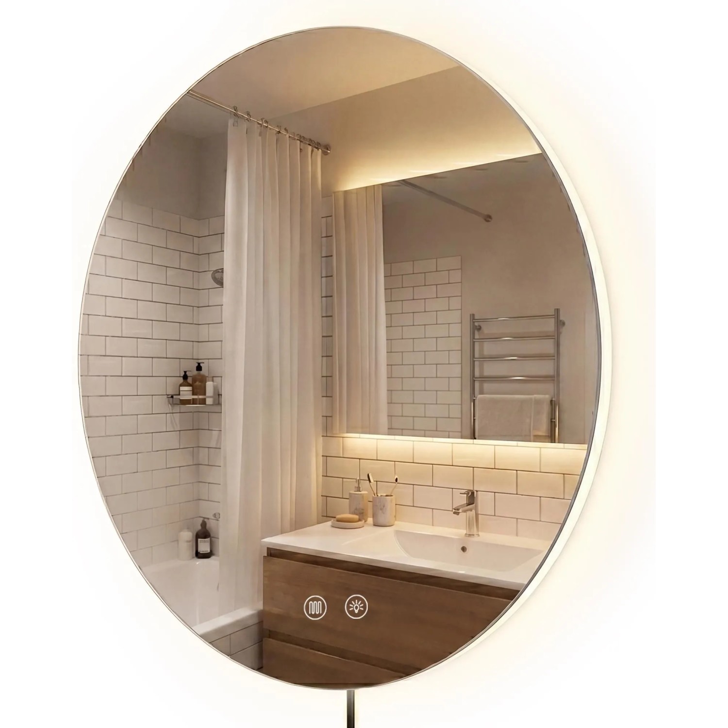 DELUKE Badspiegel GENF 60cm 60x3x60cm Glas Klarglas Badezimmerspiegel Wandspiegel