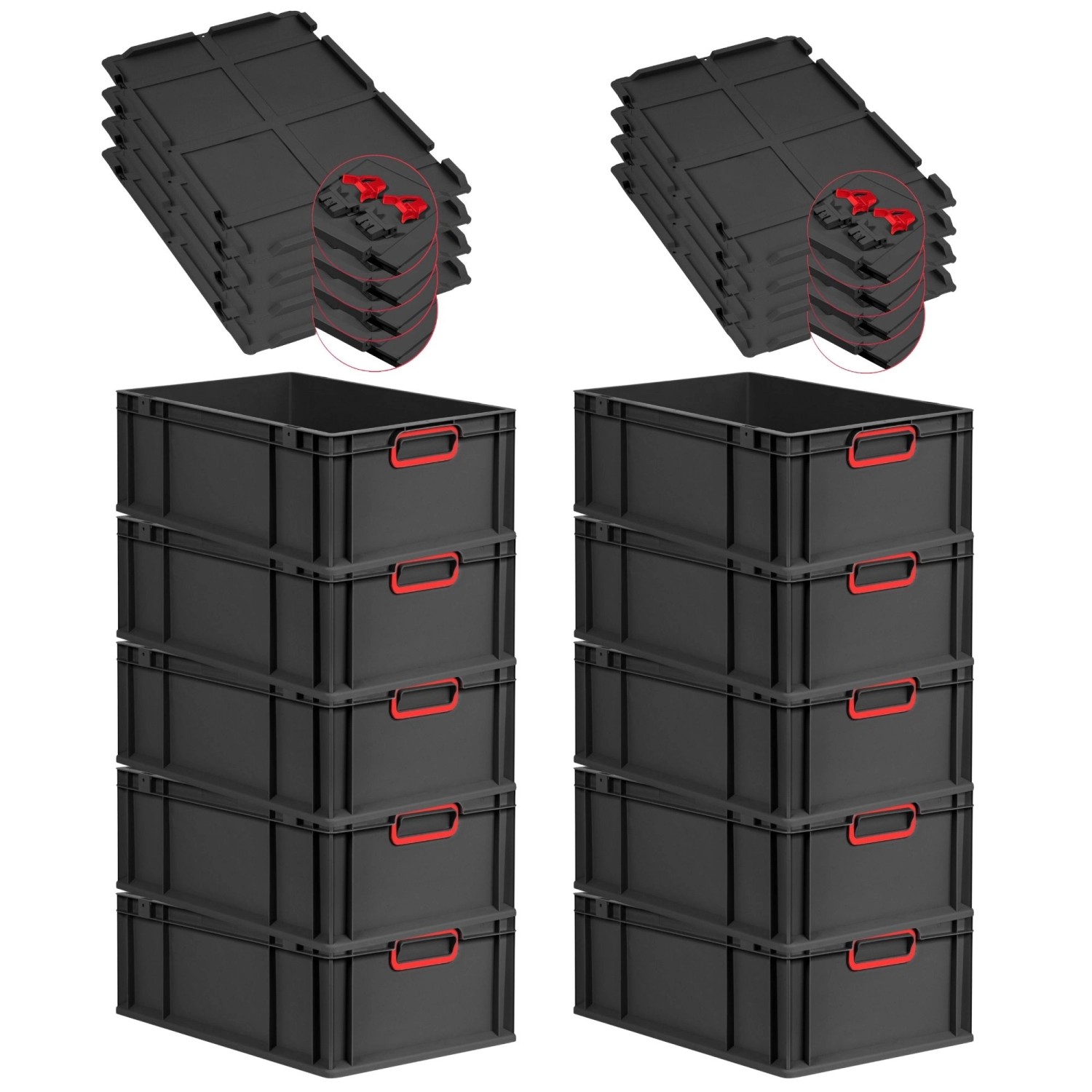 PROREGAL SuperSparSet 10x Eurobox Nextgen Color Mit Scharnierdeckel HxBxT 2 günstig online kaufen