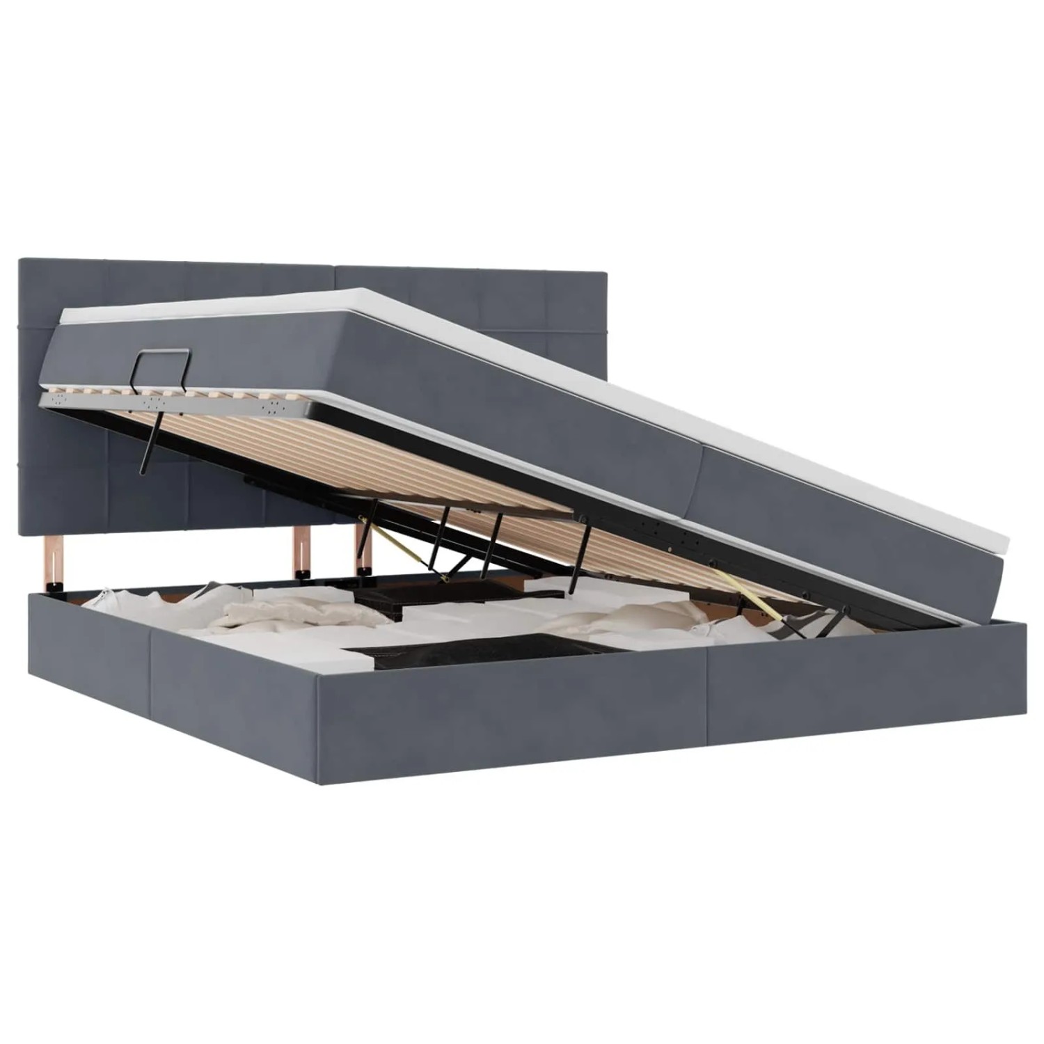 vidaXL Bett mit Stauraum und LED Dunkelgrau 200 x 200 cm Samt 3372052 günstig online kaufen