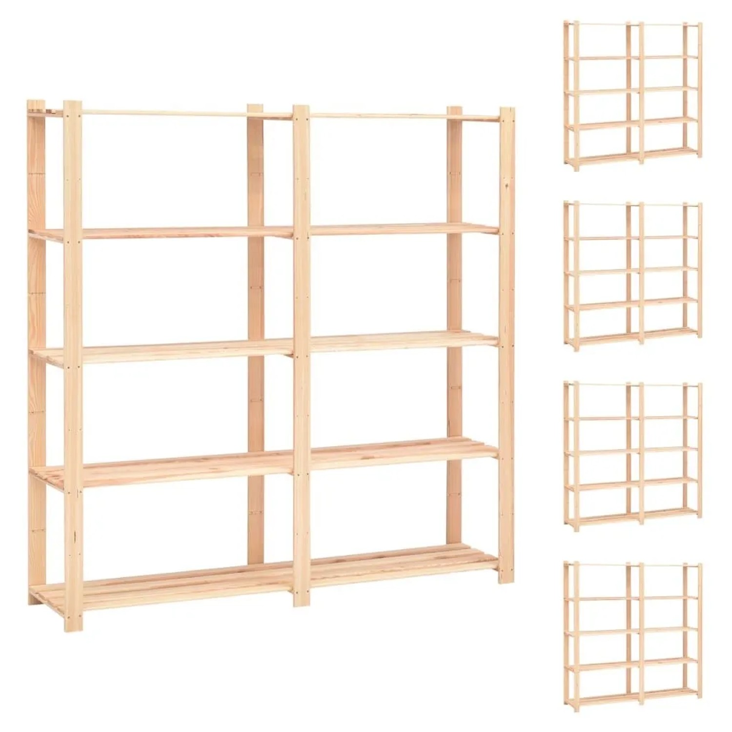 vidaXL Lagerregale 5 Böden 5 Stk 170x38x170cm Massivholz Kiefer 500kg 3051111