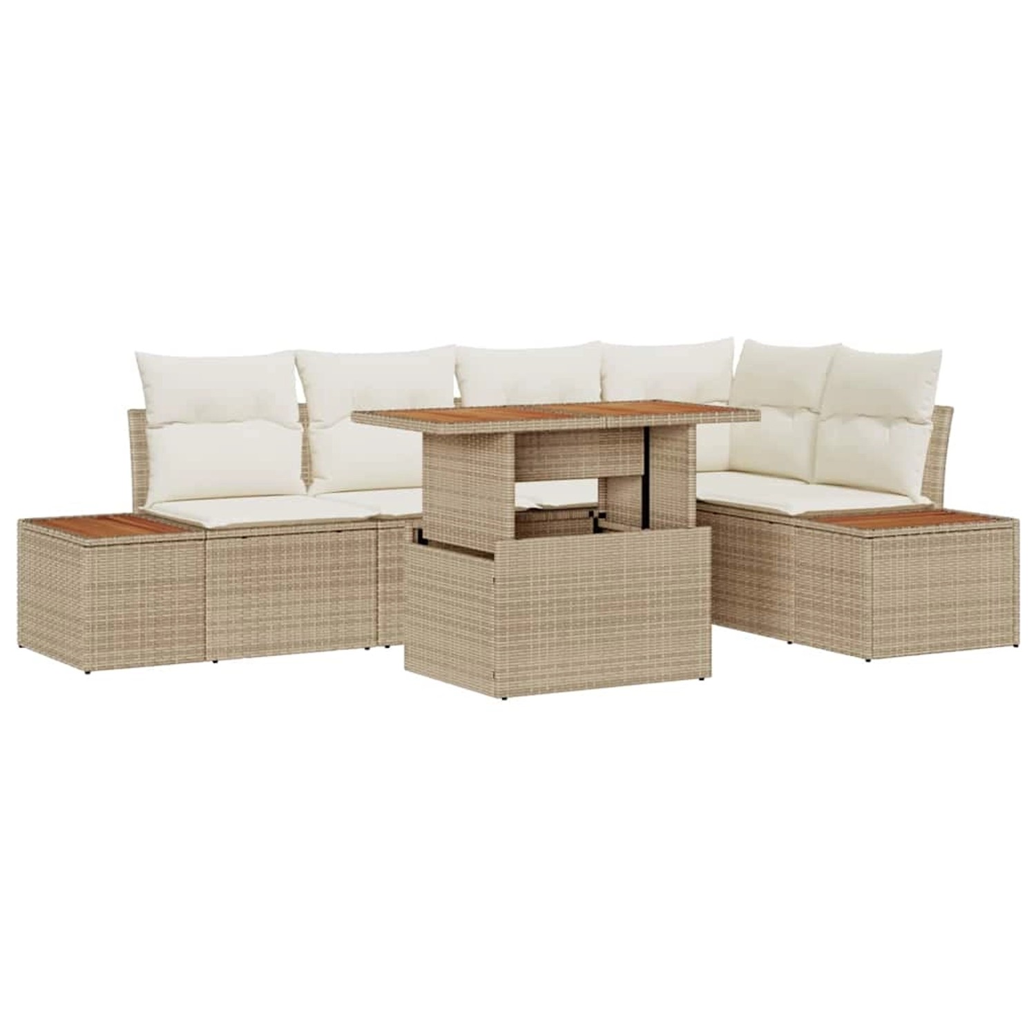 vidaXL Garten-Sofa-Set mit Speicher 6-Tlg Beige Poly Rattan 3358810 günstig online kaufen