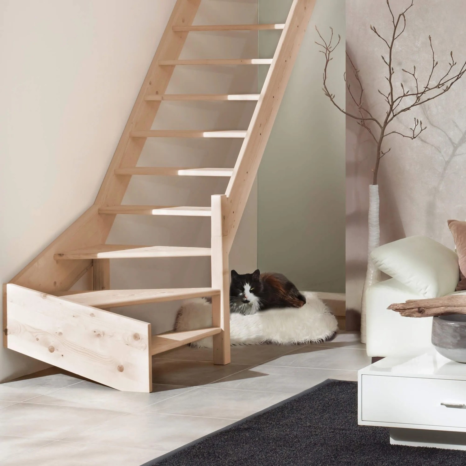 Treppen Intercon Holztreppe Casablanca Raumspartreppe Fichte Naturbelassen günstig online kaufen