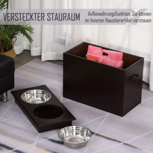 PawHut Fressnapf mit Staumraum 2 Näpfen Stauraum