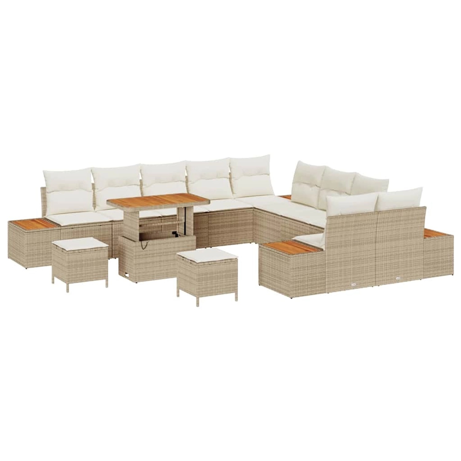 vidaXL Garten-Sofa-Set mit Kissen 13-Tlg Beige Poly Rattan 3362976 günstig online kaufen