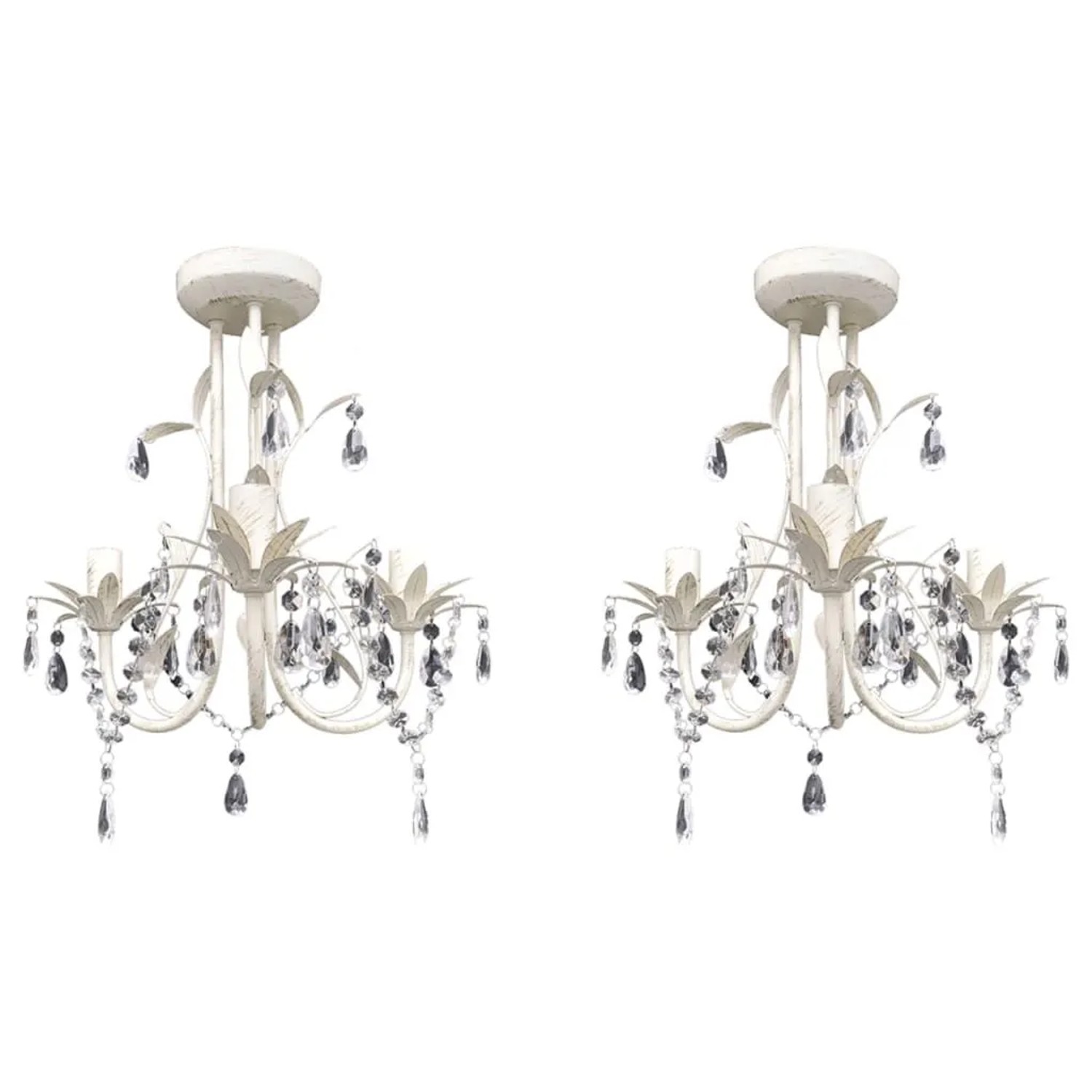 vidaXL Kristall-Deckenleuchte Kronleuchter 2 Stk Elegantes Weiß 278738