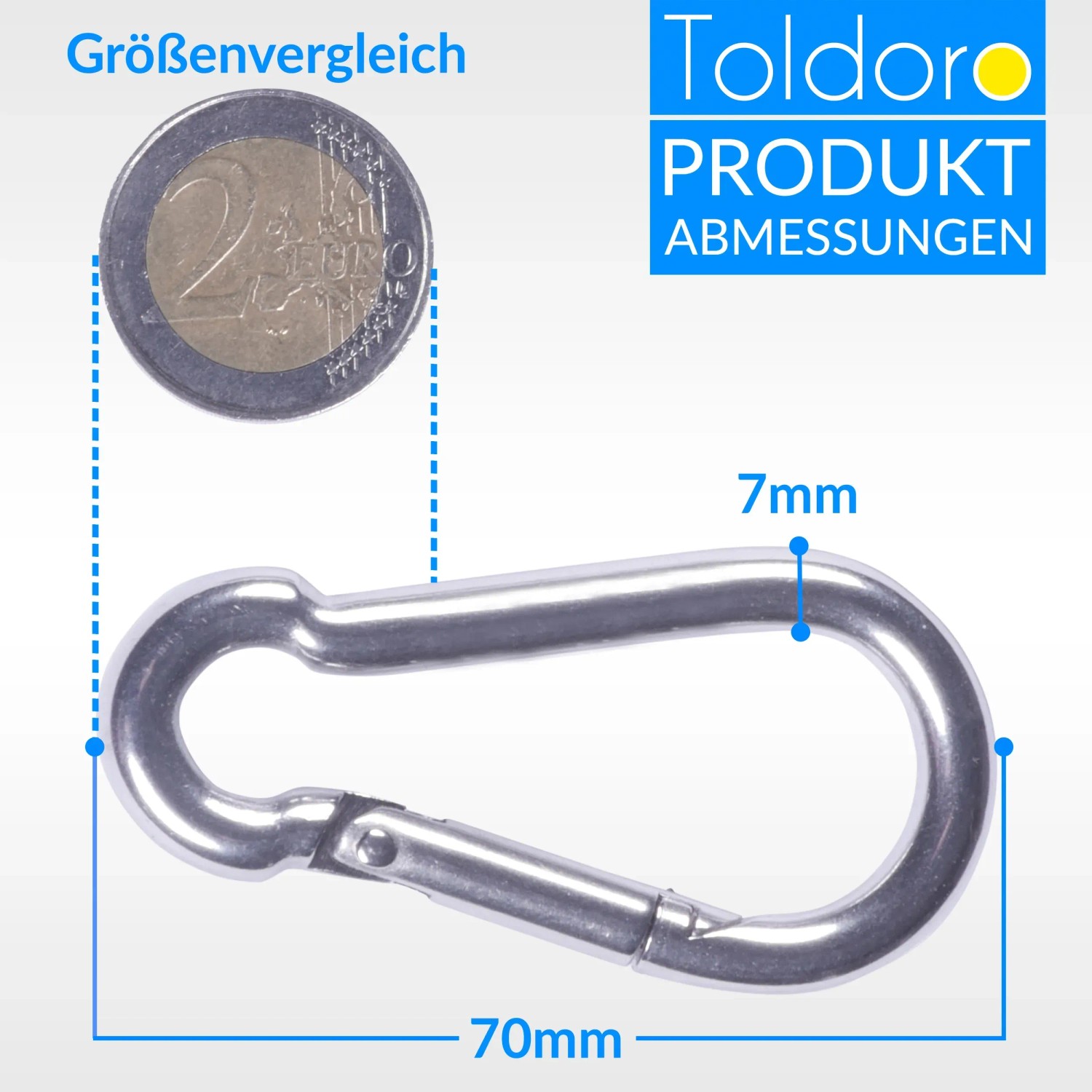 Edelstahl Karabinerhaken 70mm, 5er Set. Rostfrei, ideal für Garten, Camping & Wassersport.