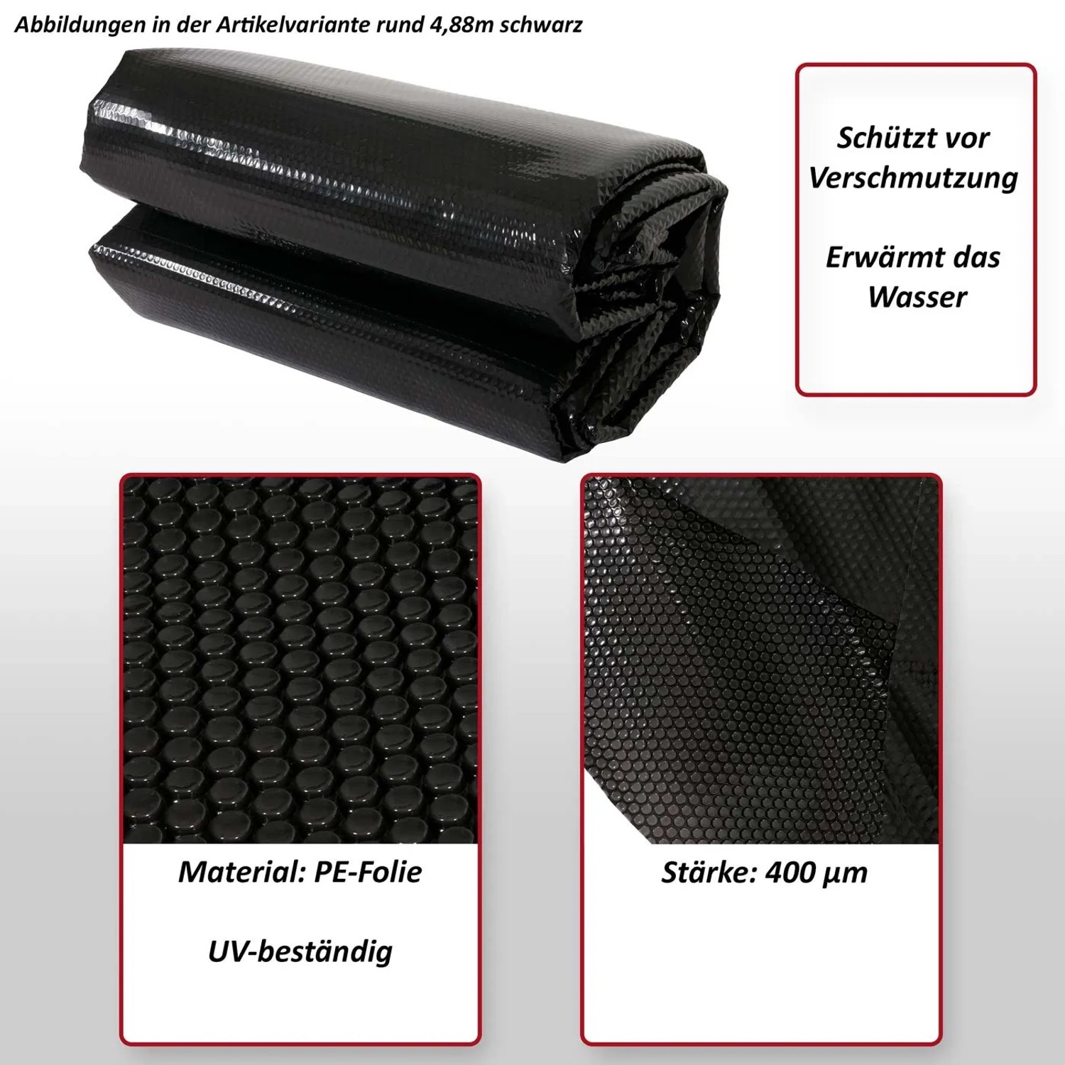 Blaue MCW Pool Abdeckung 6x4m, rechteckig, 400µm. Solarplane für Pools zum Schutz vor Verschmutzung.