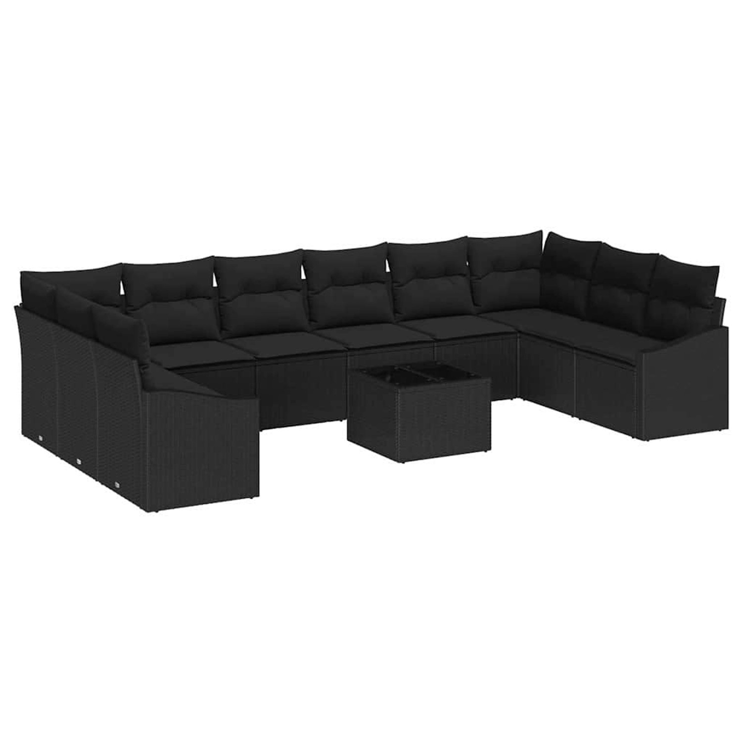 vidaXL Garten-Sofa-Set 11-Tlg Schwarz Poly Rattan 3346913 günstig online kaufen