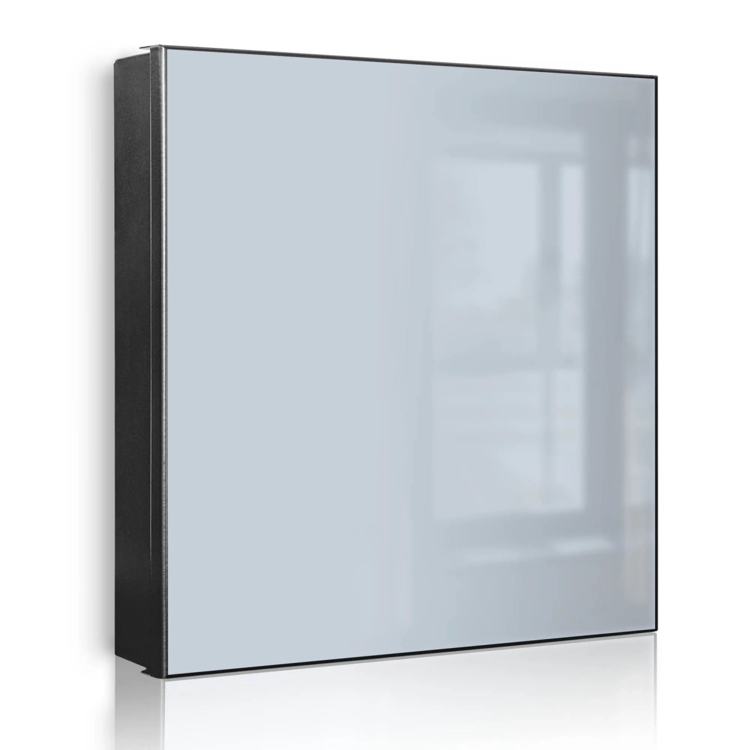 Banjado Großer Schlüsselkasten Metall 30x30cm Schwarz Scharnier Links 50 Haken Beschreibbar Magnetisch Motiv Eisblau