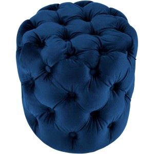 Blauer Samt Hocker BADOR, 42x42x46cm, ideal als Sitzhocker oder Fußhocker im Wohn- und Schlafzimmer.