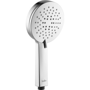 Verchromte baliv Handbrause, Modell HBR-120.130, Durchmesser 12 cm. Runde Form mit Antikalk-Noppen.