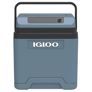Eisblaue Igloo Kühlbox IE27, 26 l, thermoelektrisch, mit Tragegriff. Ideal für Camping und unterwegs.