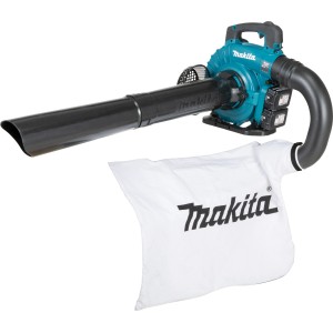 Makita Akku-Laubbläser DUB363PT2V mit Saugfunktion und Auffangsack.