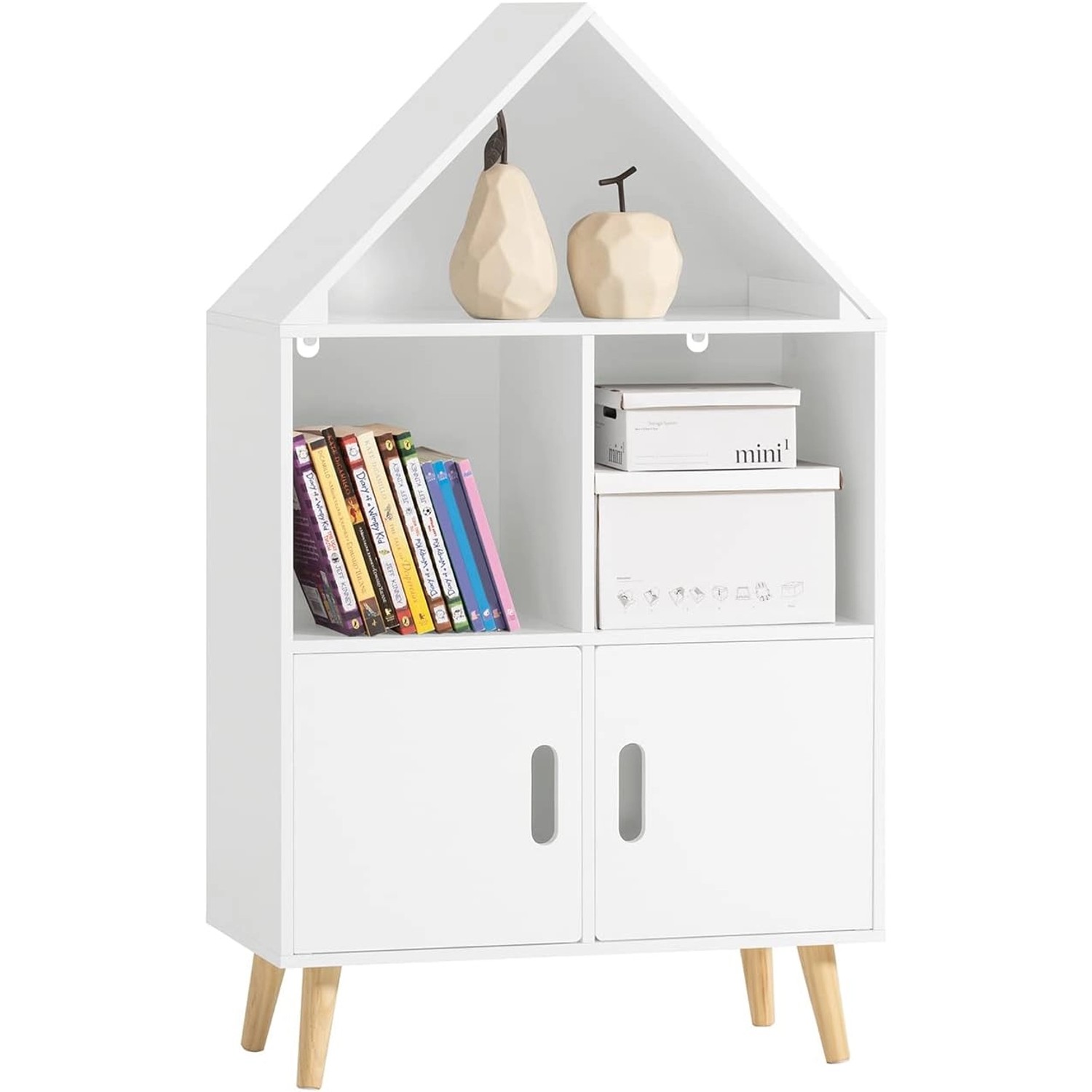 SoBuy Kinderregal mit Haus-Design Bücherregal für Kinder Weiß KMB58-W