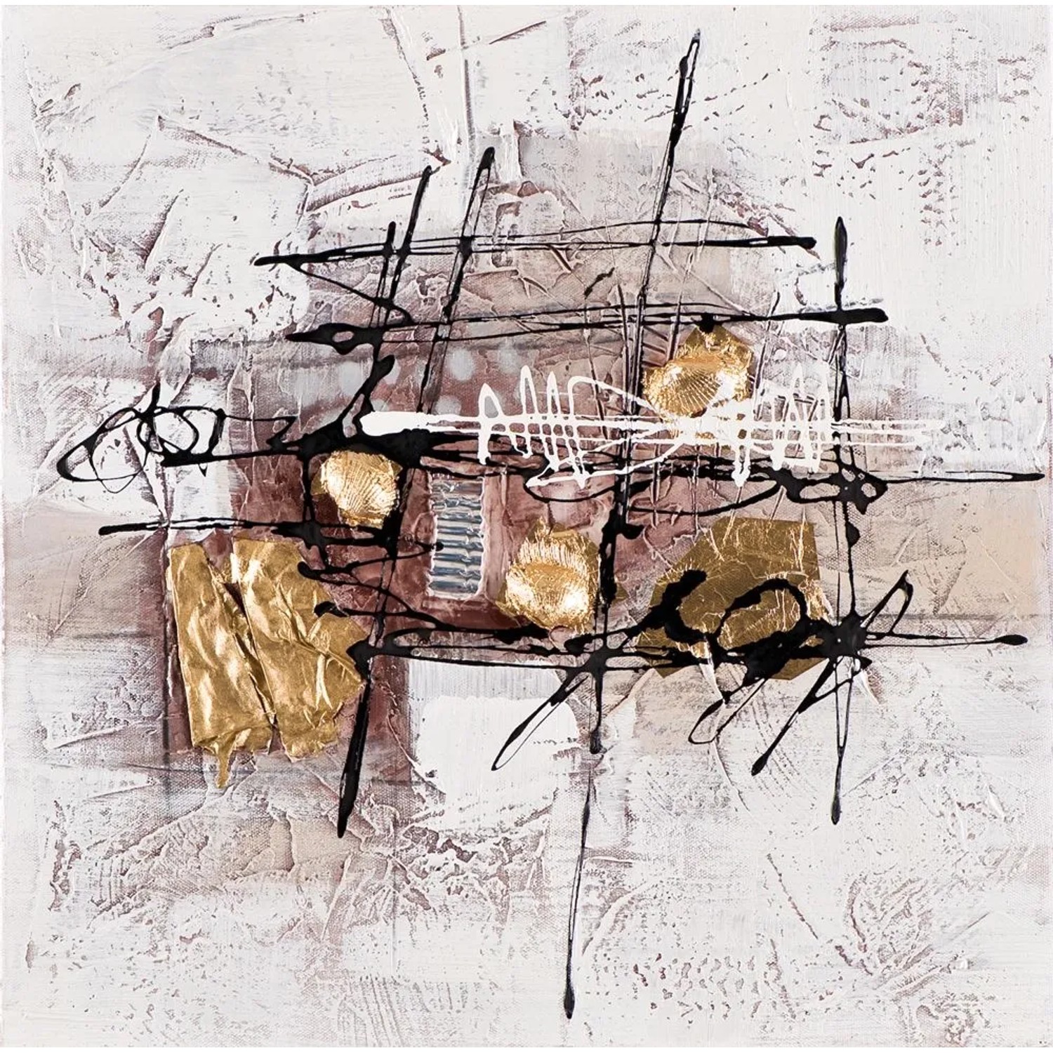 Art Universe Leinwandbild Muscheln in Gold 40 x 40 cm