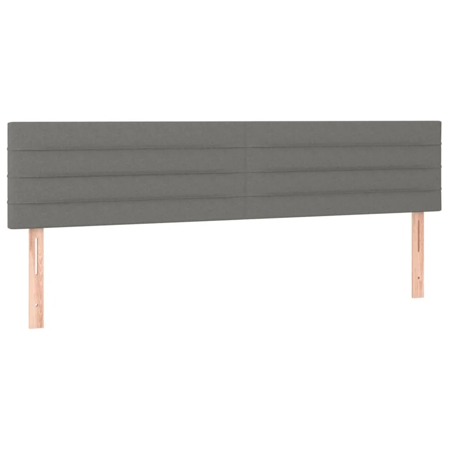 Dunkelgraues vidaXL Boxspringbett Kopfteil mit Stoffbezug und Holzfüßen.