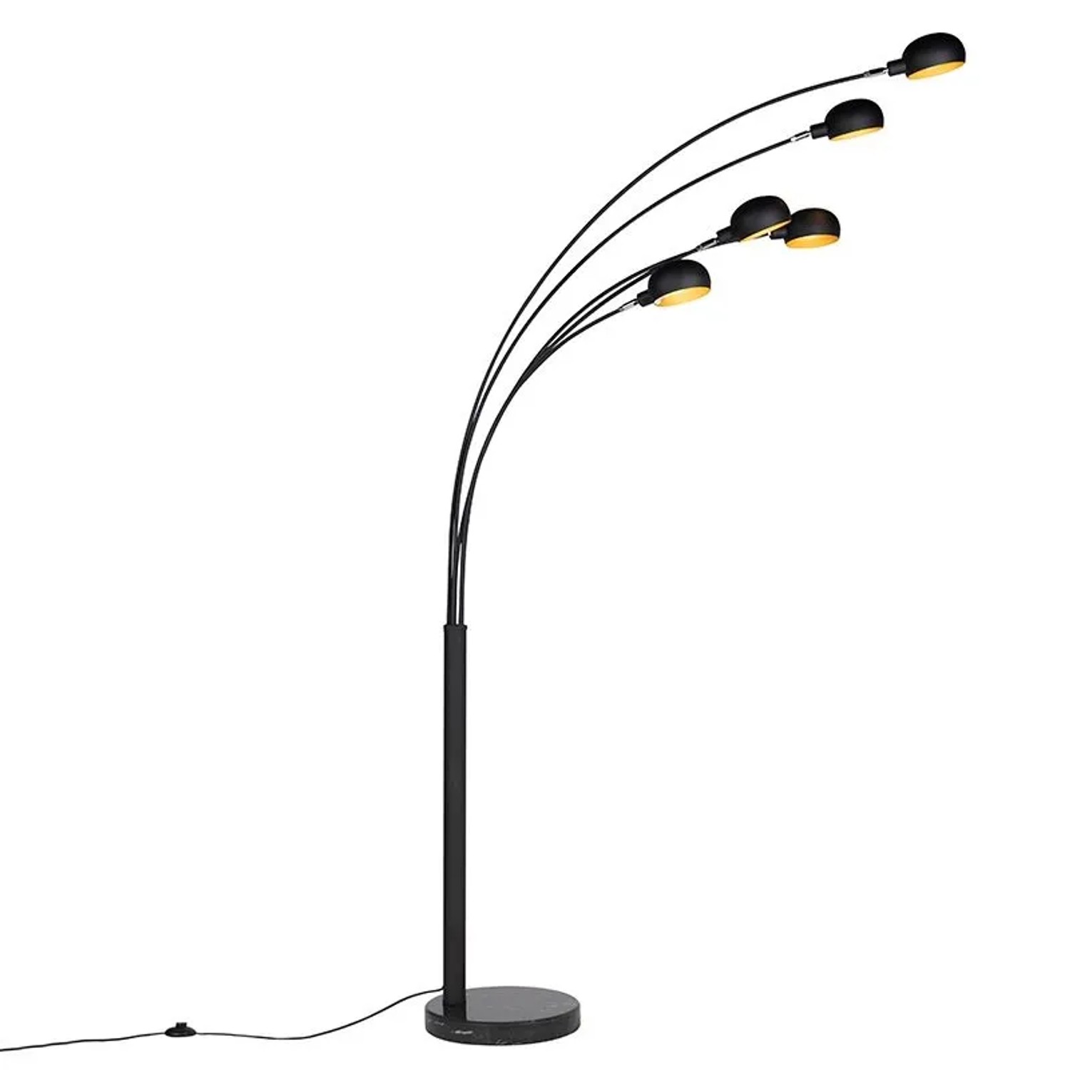 QAZQA Design Stehleuchte Schwarz 5 Licht Sixties Marmo