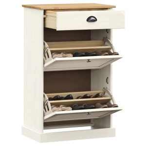 vidaXL Schuhschrank VIGO 60x35x96 cm Weiß Massivholz Kiefer 353170