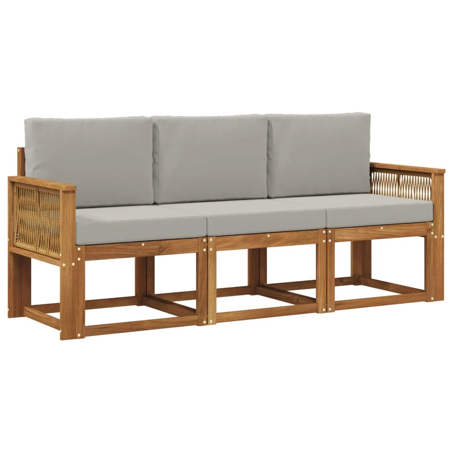 vidaXL Outdoor-Sofagarnitur 3 Stk Natur und Hellgrau Polyester 3384957