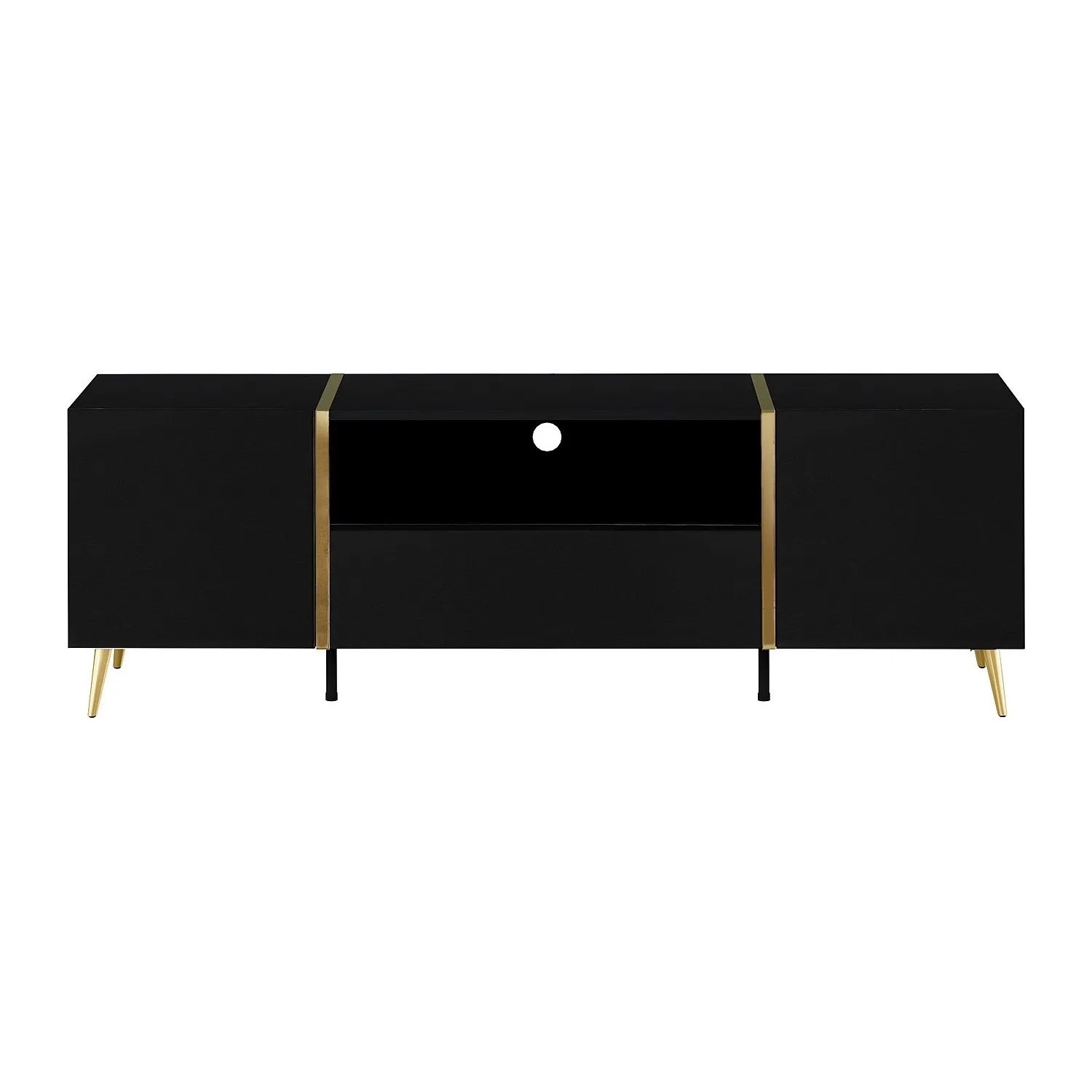 Vente-unique Tv-Board Marzialo Schwarz  Goldfarben 158 cm