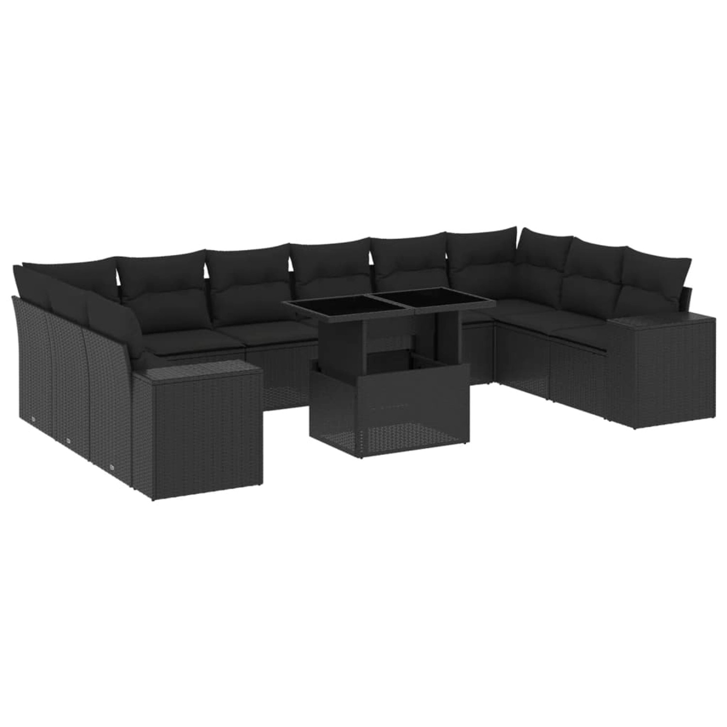 vidaXL 11-Tlg Garten-Sofagarnitur mit Kissen Schwarz Poly Rattan 3269405 günstig online kaufen