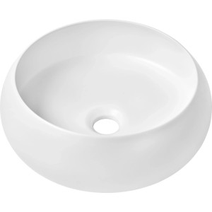 Rundes baliv Aufsatzwaschbecken aus matt-weißem Porzellan, Ø 36,5 cm, ohne Überlauf. Modernes Design für Ihr Bad.