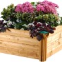 Gaspo Kinderhochbeet aus Holz, 86x80x40cm, bepflanzt mit Blumen.