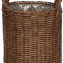 Brauner Polyrattan Korb mit Griffen, 27,5x27,5x31,5 cm, ideal als Übertopf für Innen und Außen.