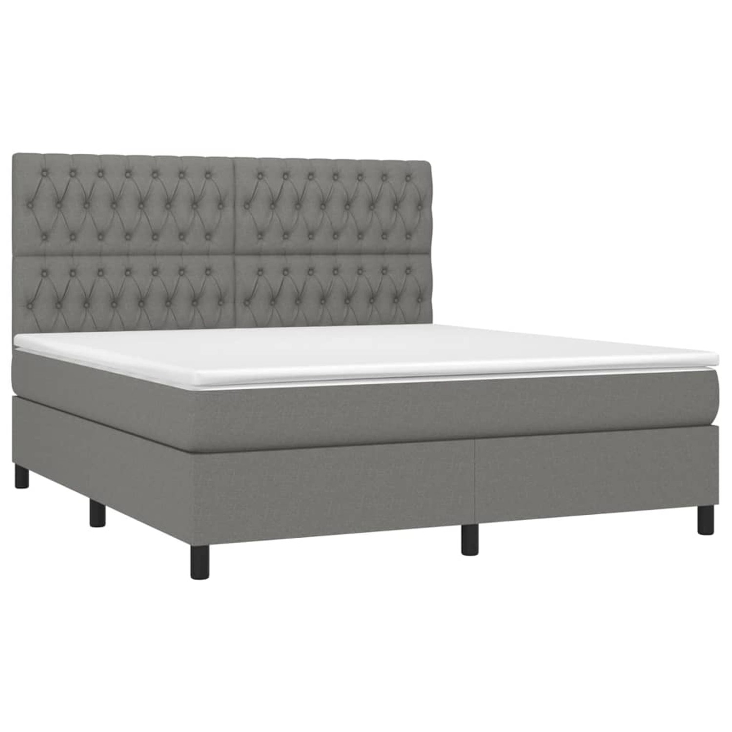 vidaXL Boxspringbett mit Matratze & LED Dunkelgrau 180x200 cm Stoff 3135134 günstig online kaufen
