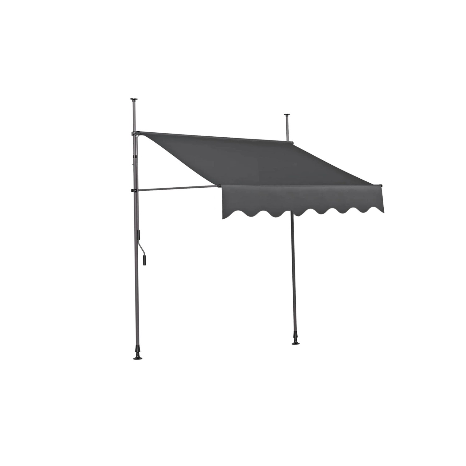 DELUKE Klemmmarkise SCHRABO 250cm Ohne Bohren HöhenVerstellbar Anthrazit Polyester Markise Terrasse Balkonmarkise Sonnenschutz UV-Beständig