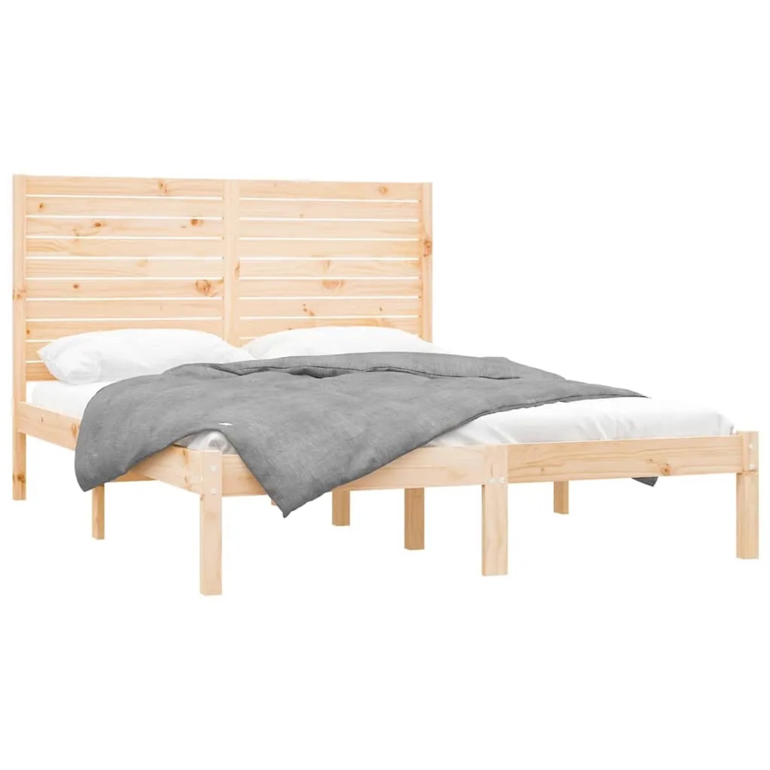 vidaXL Holzbett 120x200 cm: Bettgestell aus Kiefernholz mit Lattenrost und Kopfteil.