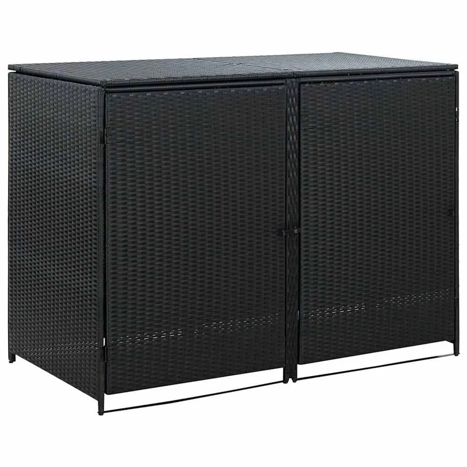 DELUKE 2er Mülltonnenbox TRIE Aus Rattan 111x148x80cm Schwarz Mülltonnenverkleidung Für 2 Tonnen Müllbox Aus Rattan