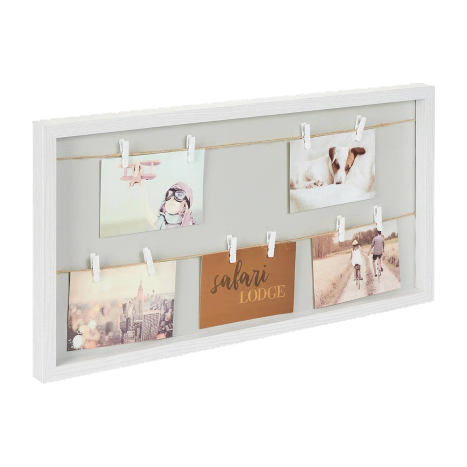 Relaxdays Bilderrahmen MDF Weißgrau mit Leine 32 x 62 x 3 cm 0,9 kg
