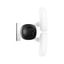 Eufy Flutlichtkamera E340 mit zwei LED-Flutlichtern und schwarzer Kamera.