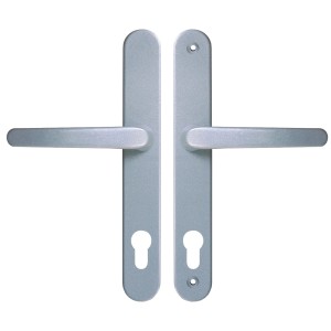 Roro Drückergarnitur Typ C, Aluminium, silberfarben, für Türbeschläge mit 92 mm Abstand.
