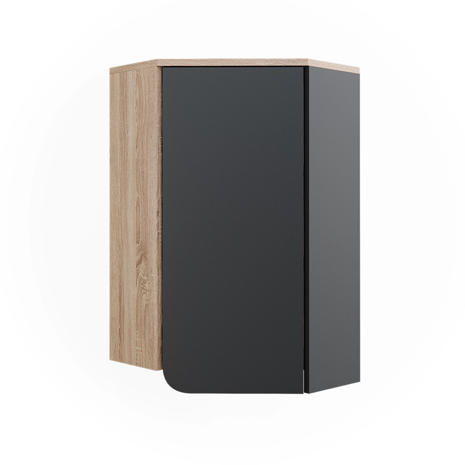 Vicco Eckhängeschrank Karen Anthrazit 50 x 75 cm mit Tür und Offenen Fächern