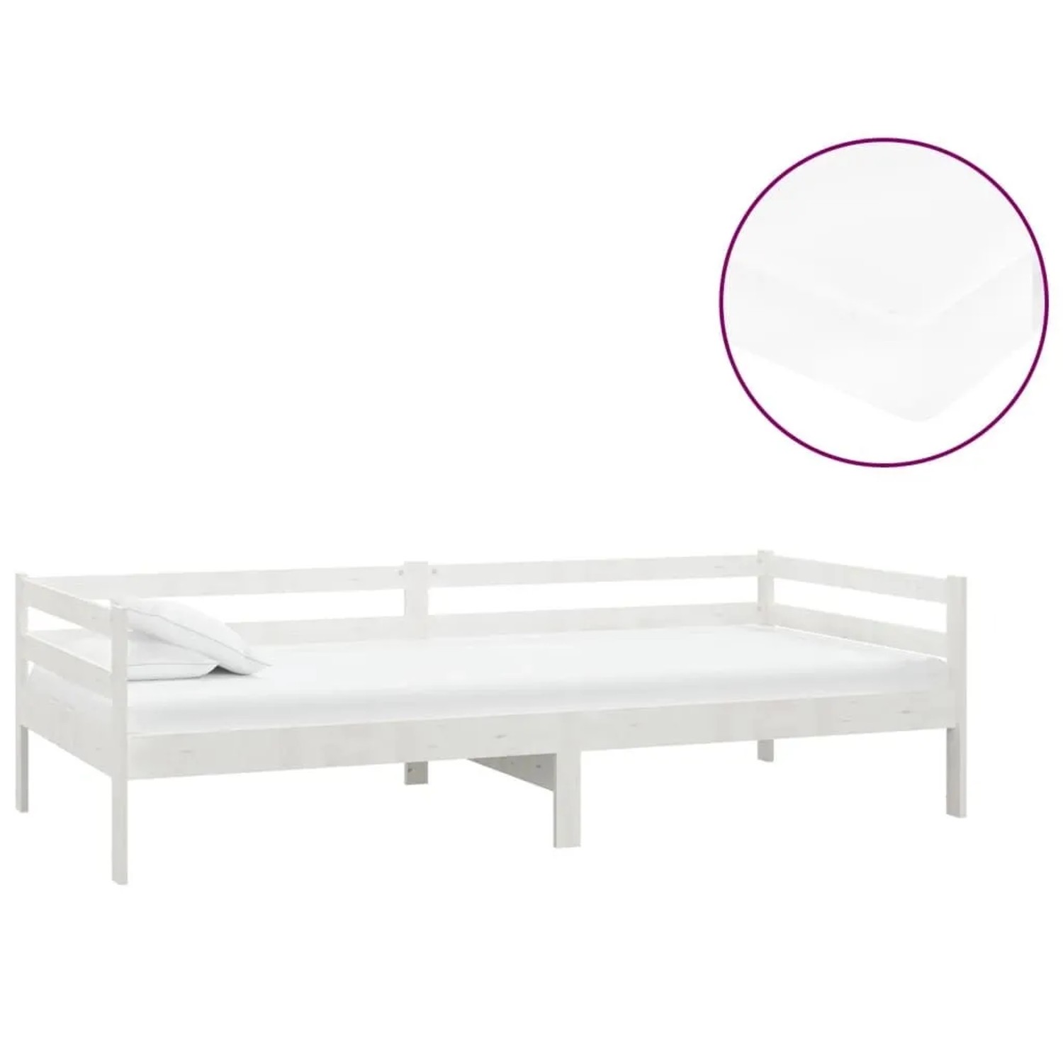 vidaXL Tagesbett mit Matratze 90x200 cm Weiß Kiefer Massivholz 3083575