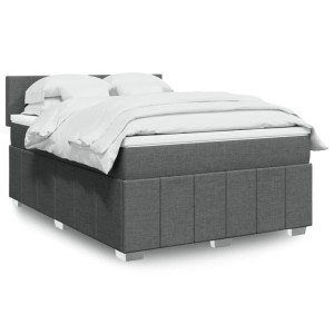 vidaXL Boxspringbett mit Matratze Dunkelgrau 160x200 cm Stoff 3289413