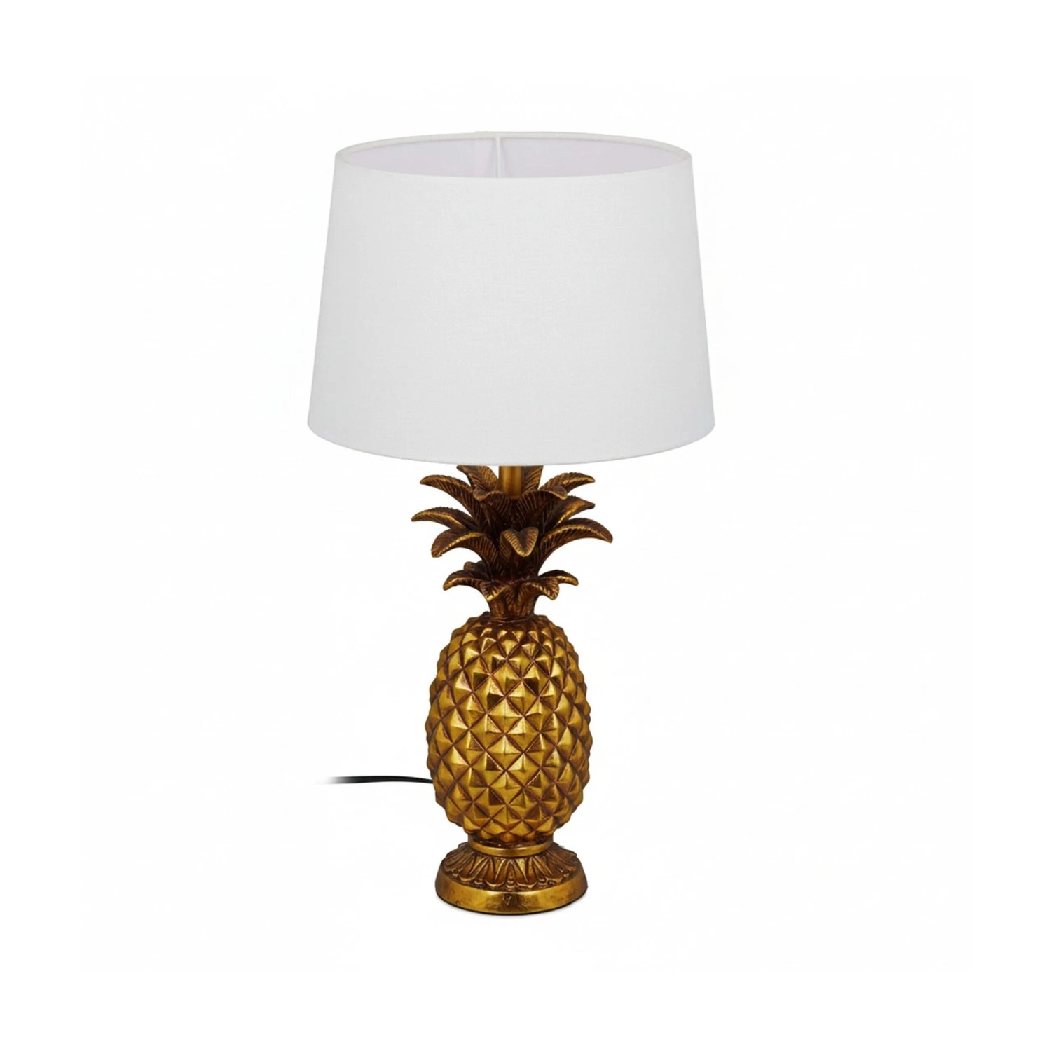 Relaxdays Tischlampe Ananas Polyresin Gold Weiß Bruchfest 54 cm x 30 cm 1,8 kg