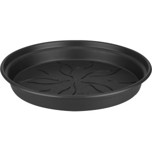 Schwarzer Elho Untersetzer Green Basics, Ø 22 cm, aus recyceltem Kunststoff.