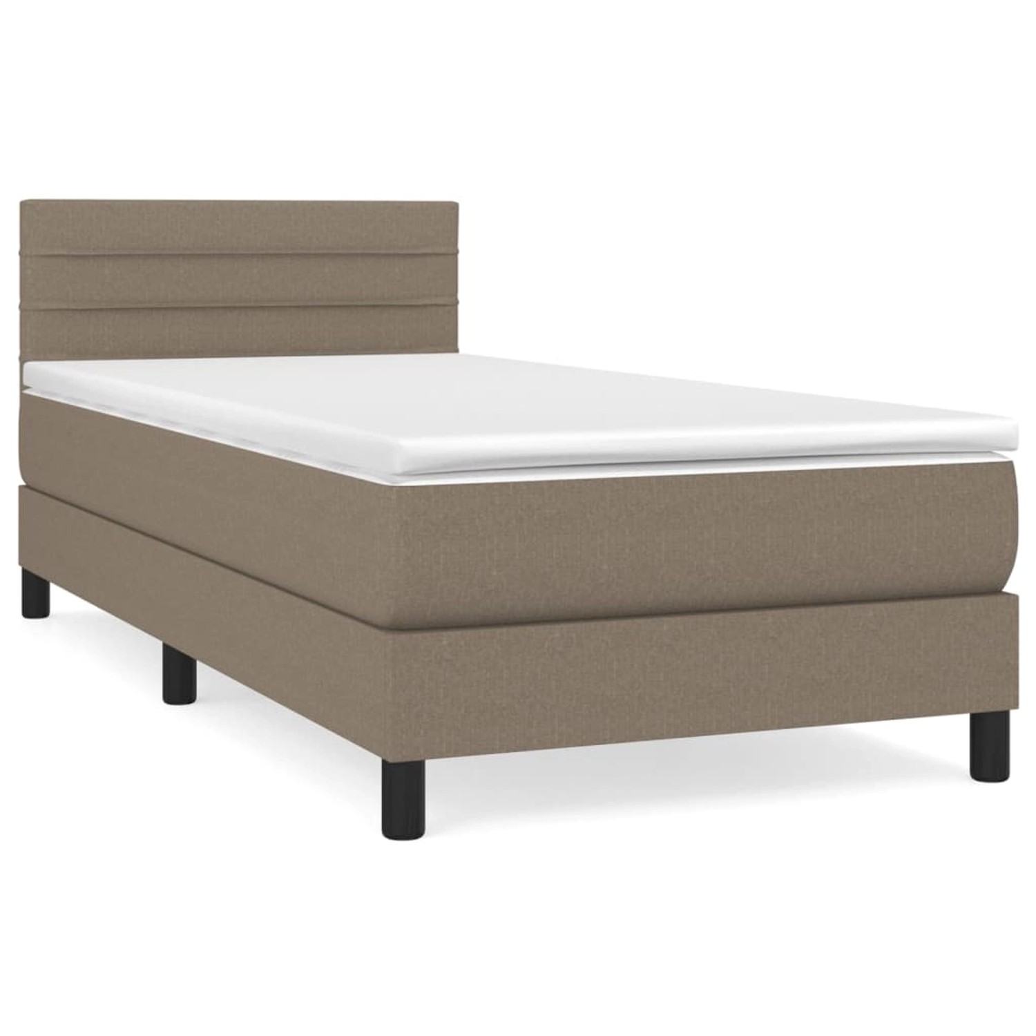vidaXL Boxspringbett mit Matratze Taupe 100x200 cm Stoff1388884