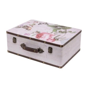HMF VKO102 Vintage Vintage Koffer Truhe Holzkiste Holz 44 x 32 x 16 cm Deko Rose
