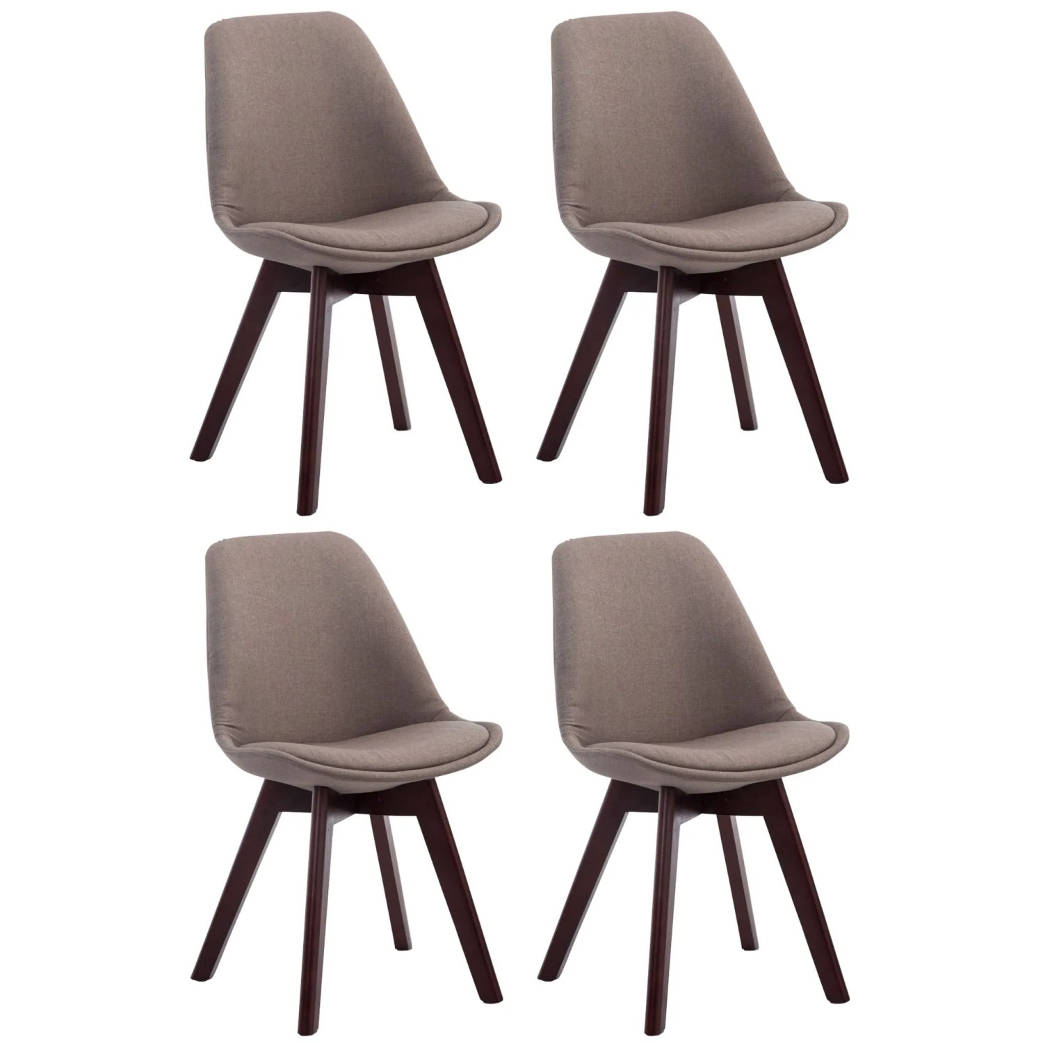 CLP 4er Set Besucherstühle Borneo V2 Stoff Taupe/Walnuss
