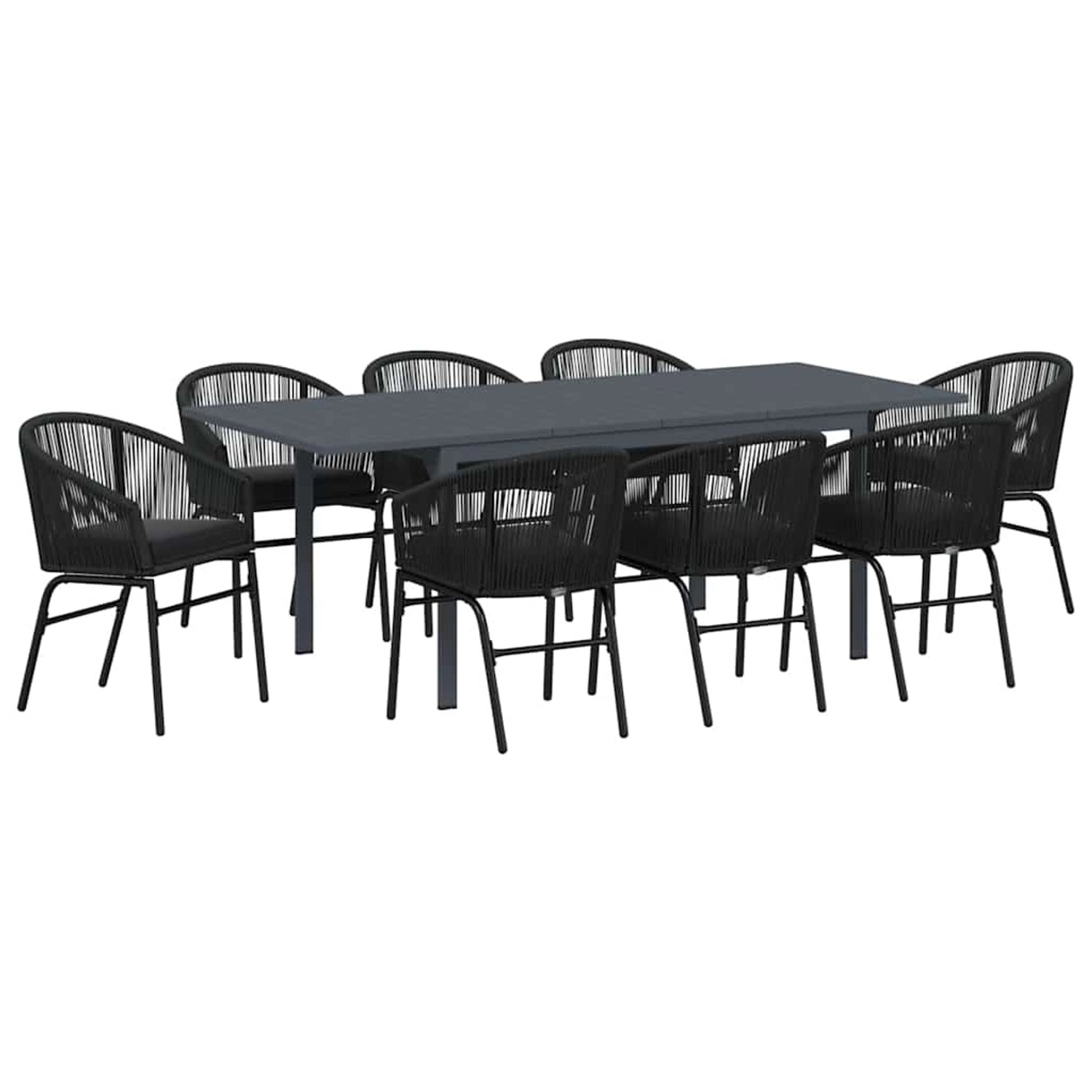 vidaXL Garten Essgruppe 9-Tlg Schwarz Poly Rattan 3378831 günstig online kaufen