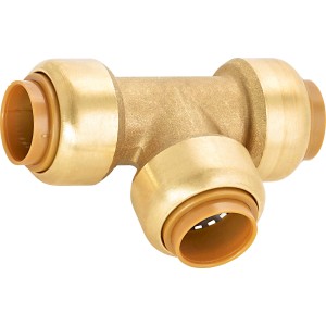 Steck-T-Stück Ø 15 mm aus Messing für Wasser- und Heizungsinstallationen.