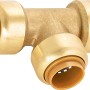 Steck-T-Stück Ø 15 mm aus Messing für Wasser- und Heizungsinstallationen.