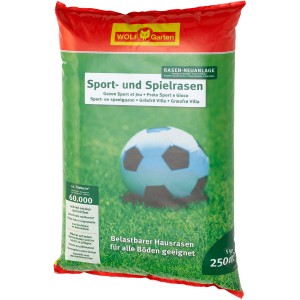 Wolf-Garten Sport- und Spielrasen LG 250 im 5 kg Sack, ideal für strapazierfähigen Rasen.